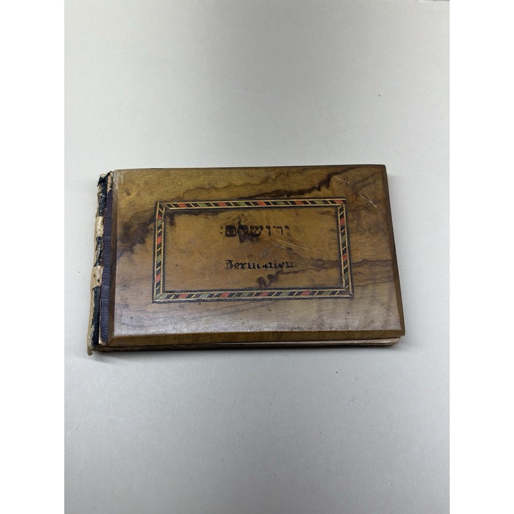 Antique c1900 Flowers of the Holy Land Jerusalem Olive Wood Album Judaica